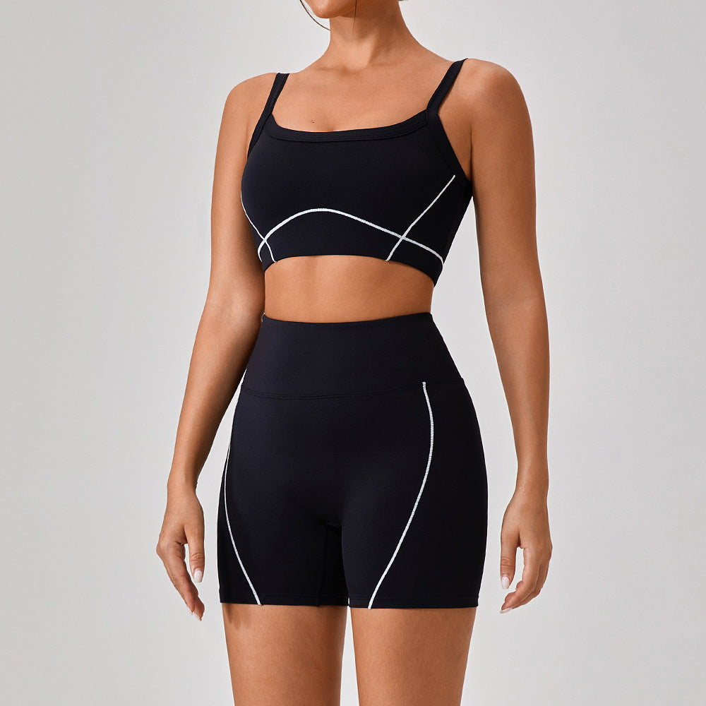 Outdoor Sports Yoga Suits Women's Spaghetti Strap Contrast Color Fitness Set Outfits - IFY Sports