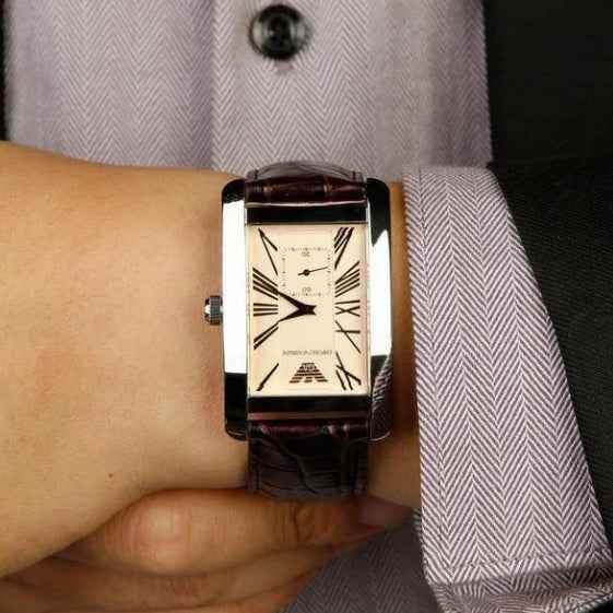 Emporio Armani AR0154 Classic Men's Rectangular Beige Watch