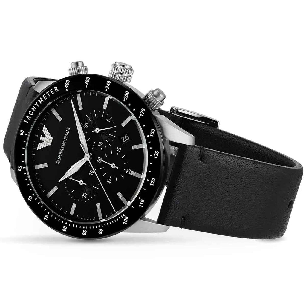 Emporio Armani AR11243 Mario Men's Silver & Black Watch