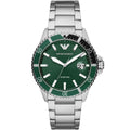 Emporio Armani AR11338 Men's Diver Style Silver & Green Watch