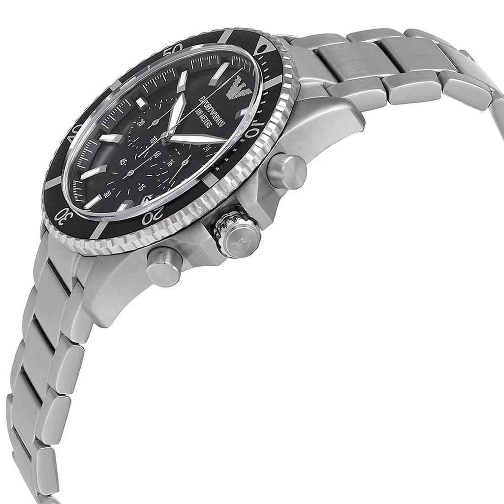 Emporio Armani AR11360 Men's Diver Style Silver & Black Watch