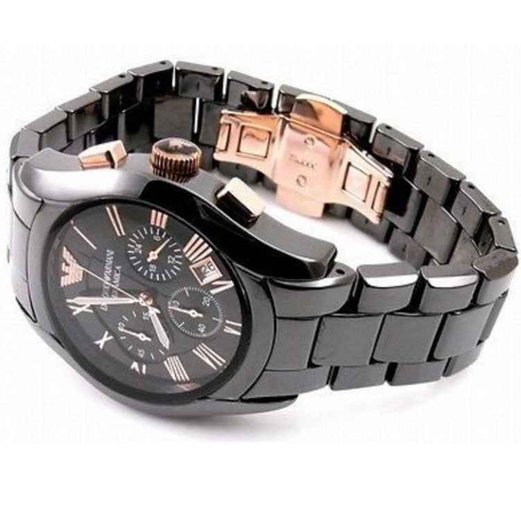 Emporio Armani AR1410 Valente Ceramic Men's Black & Rose Gold Watch