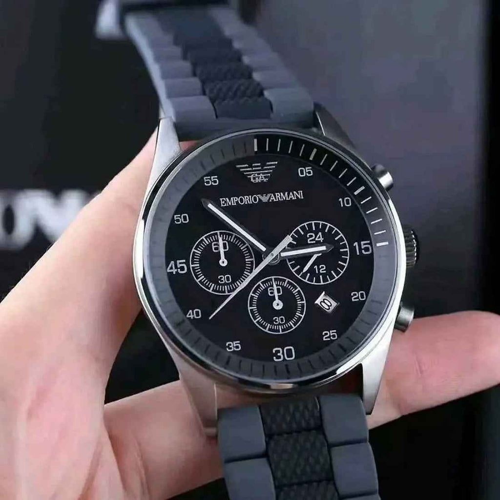 Emporio Armani AR5866 Sportivo Men's Black & Grey Silicone Watch