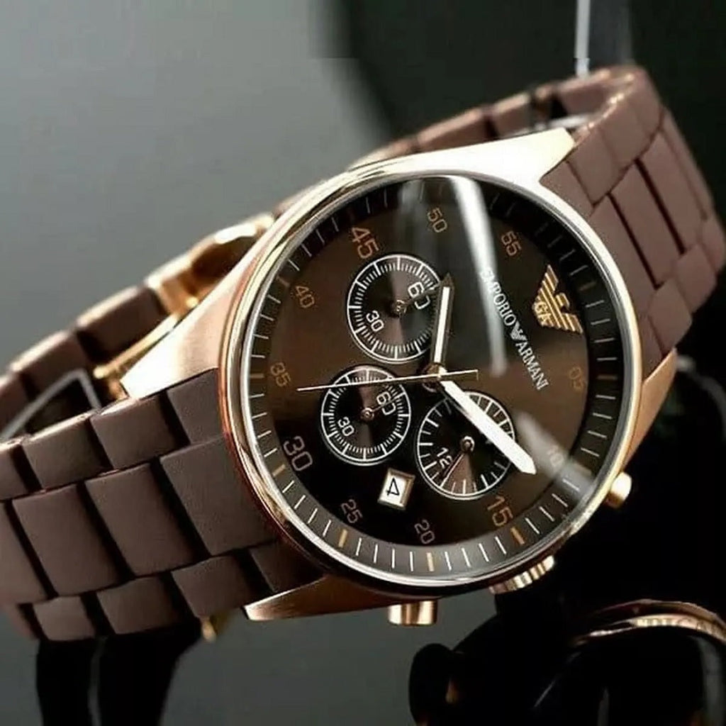 Emporio Armani AR5890 Sportivo Men's Brown & Rose Gold Watch