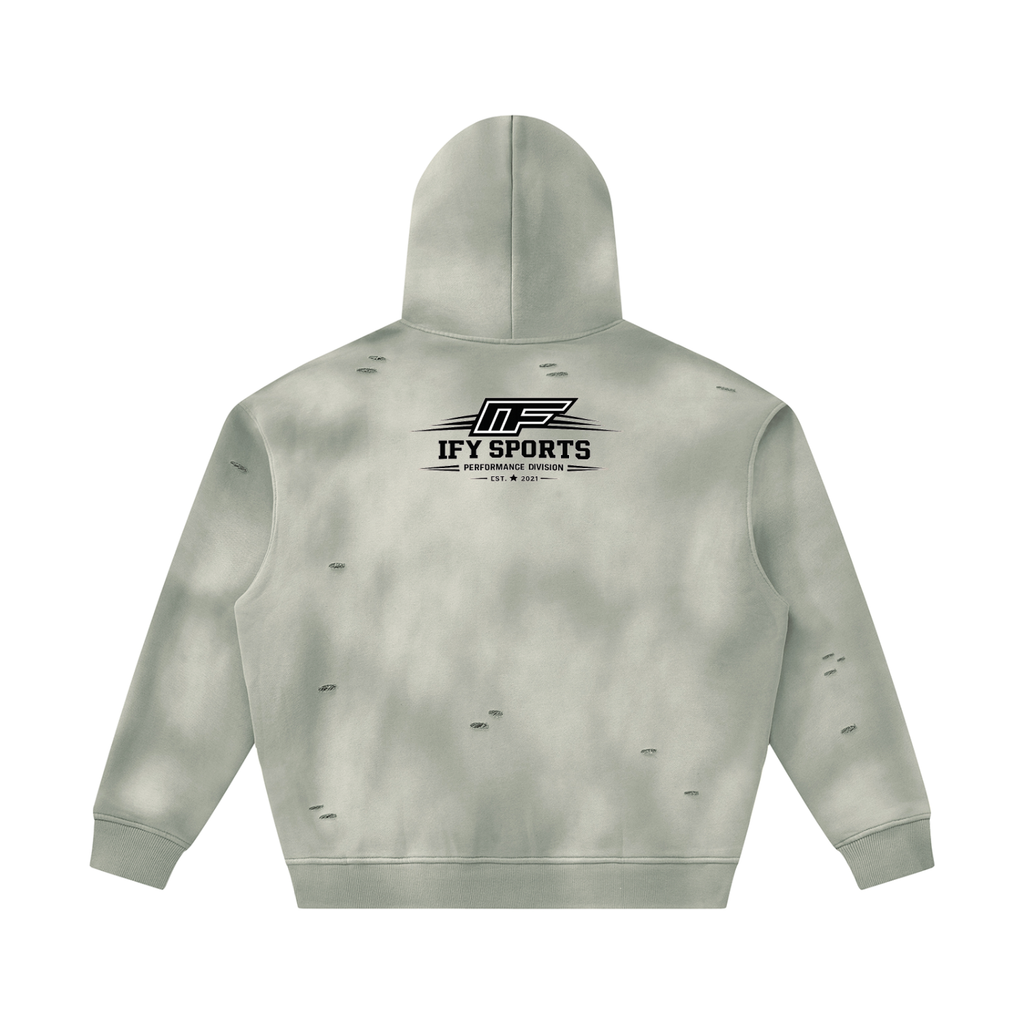 Unisex Sunfade Frayed Fleece Hoodie