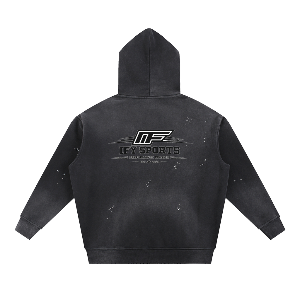Vintage Washed Frayed Fleece Hoodie