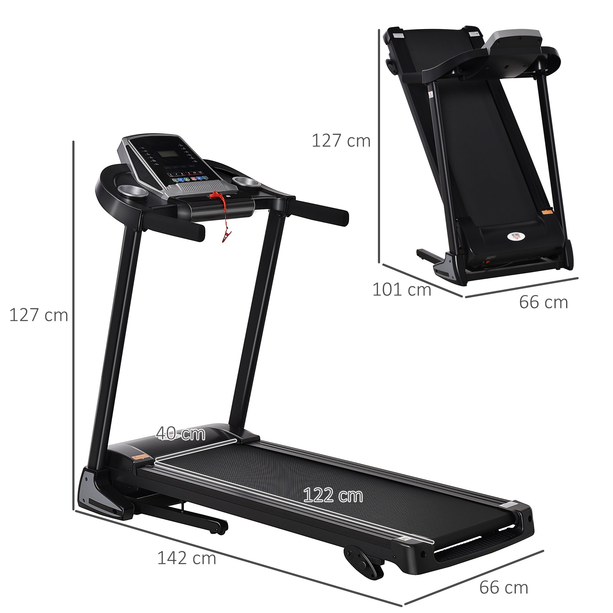 Folding Treadmill, 2.0HP Incline Treadmill Running Machine, 12.8 Km/h, With LED Display, Manual Incline, 12 Preset Programs, Drink & Phone Holder For Home Gym Fitness - IFY Sports
