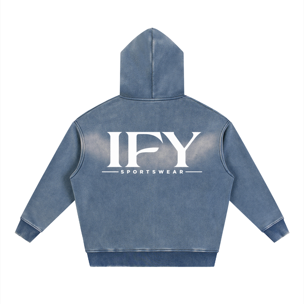 Sunfade Two-way Zipper Boxy Fleece Hoodie