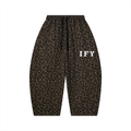 Unisex Leopard Barrel Leg Sweatpants