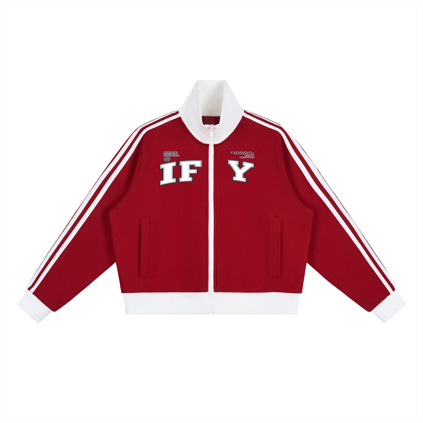 Contrast Side Stripe Fleece Cropped Track Jacket
