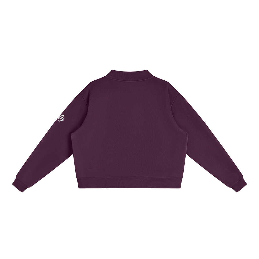 Oversized Mock-Neck Fleece Sweatshirt