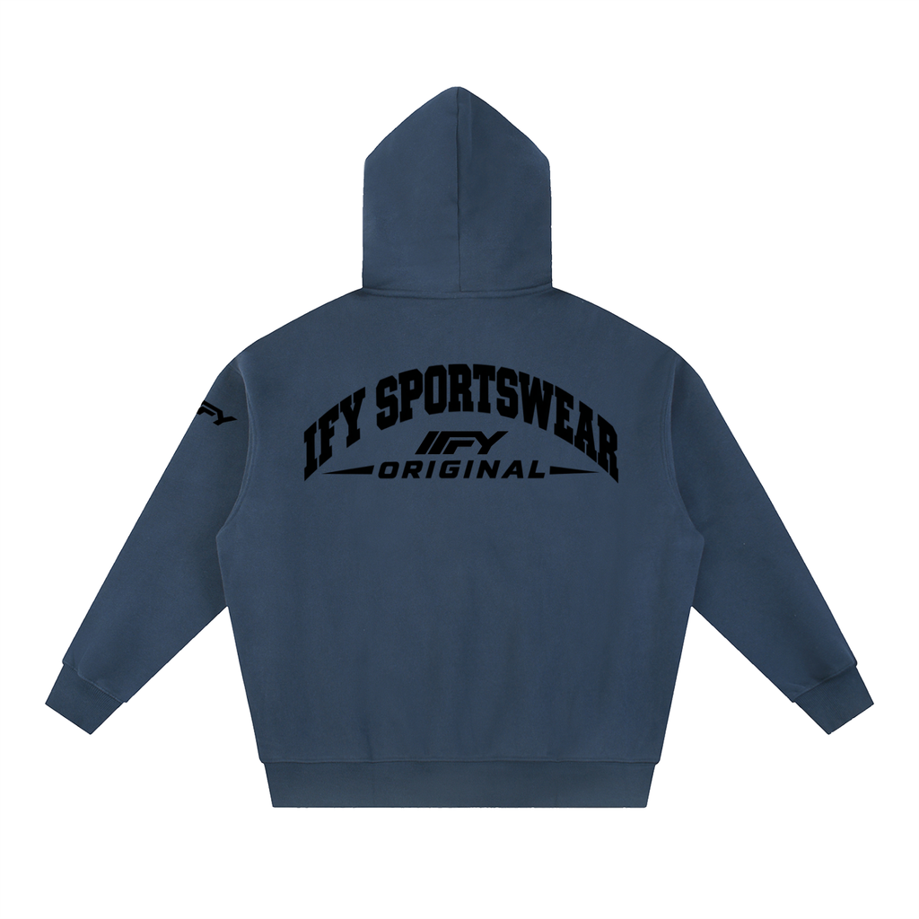 Oversized Two-Way Zip Fleece Hoodie