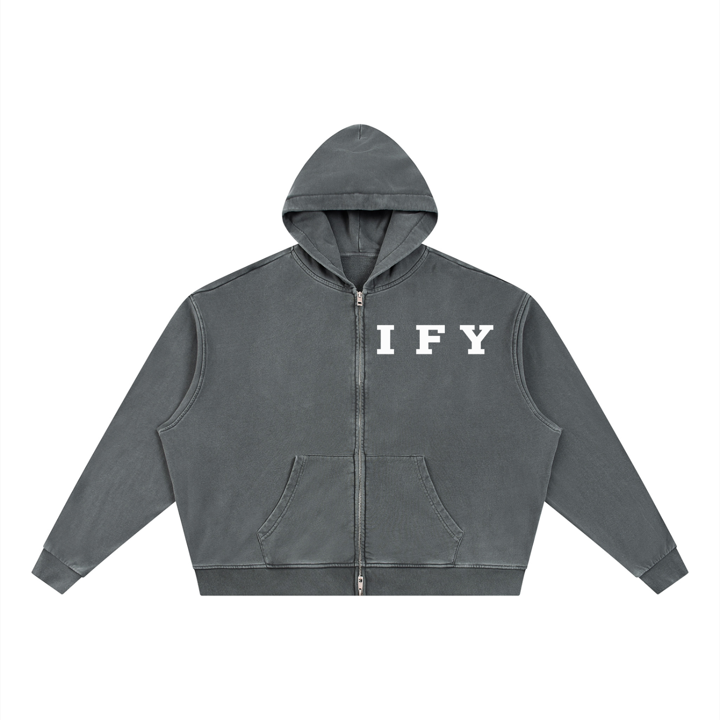 Unisex Vintage Wash Full Zip Boxy Hoodie