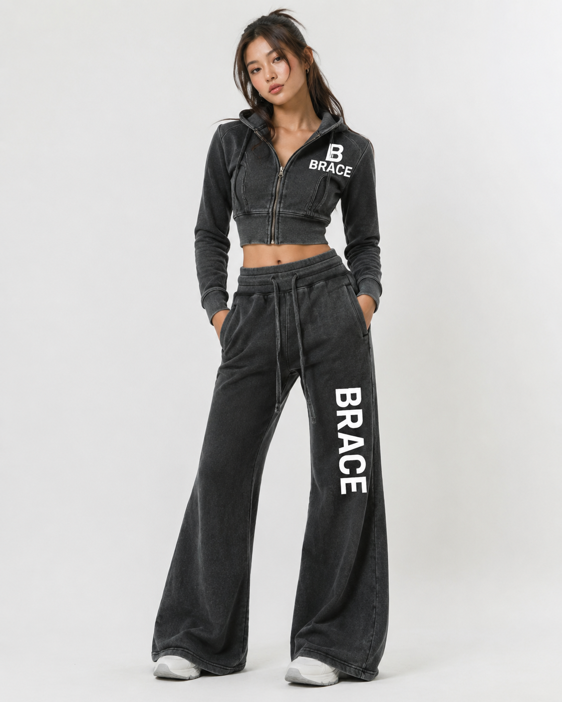 Flared Fleece Pants - Vintage Washed Gym Sweatpants | BRACE