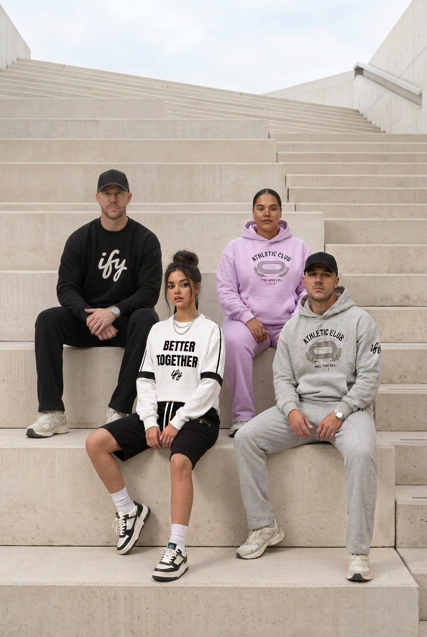 IFY steps campaign with the model in black seated lower