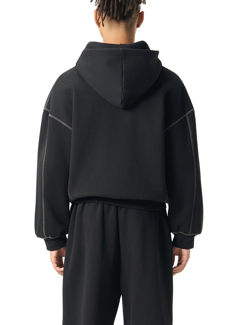 Contrast-Stitched Zip Hoodie - Boxy Fleece Gym Hoodie | BRACE