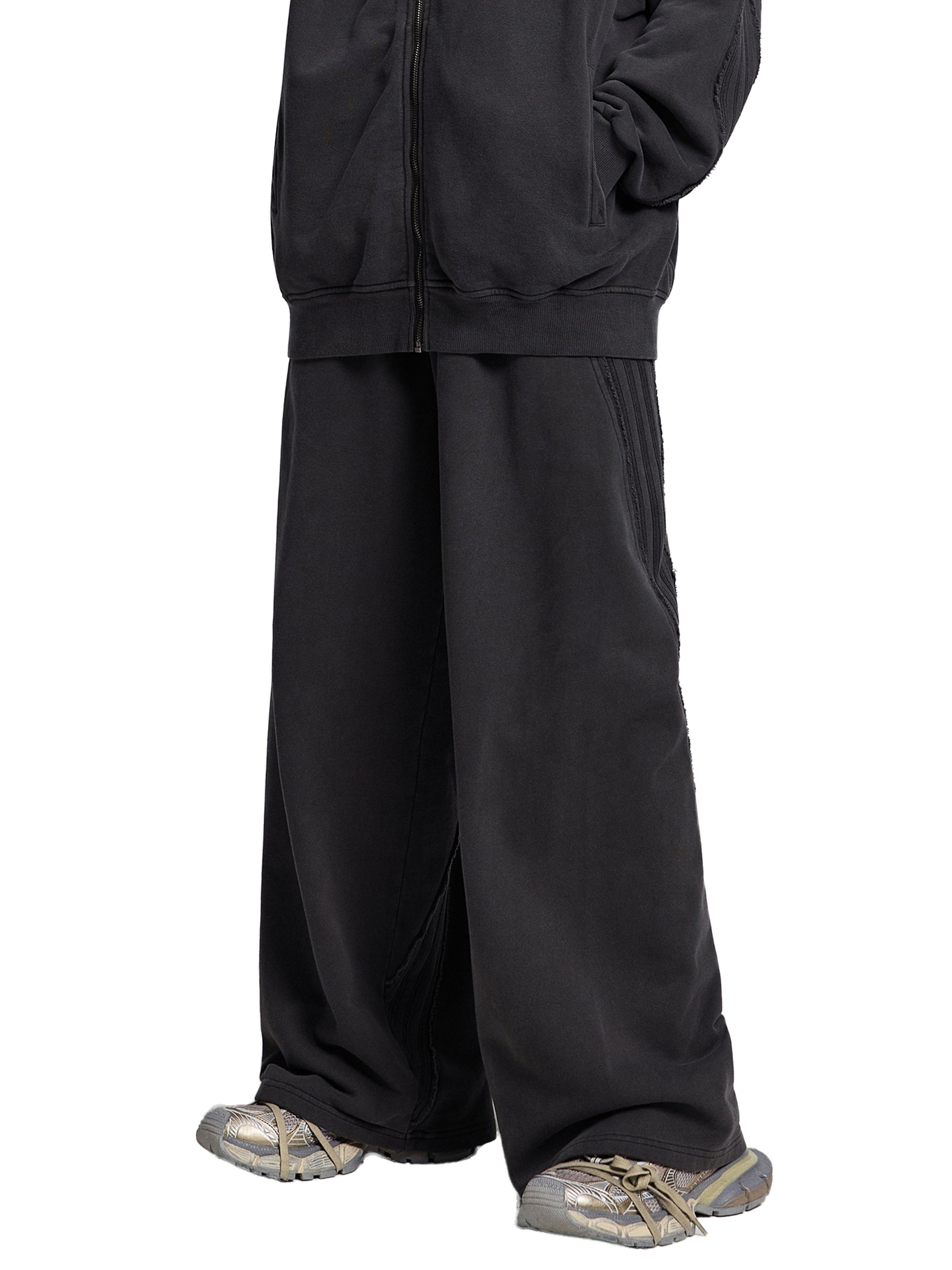 Snow Washed Sweatpants - Raw Edge Tape Detail Gym Joggers | BRACE