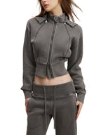 Cropped Fleece Hoodie - Vintage Washed Gym Hoodie | BRACE