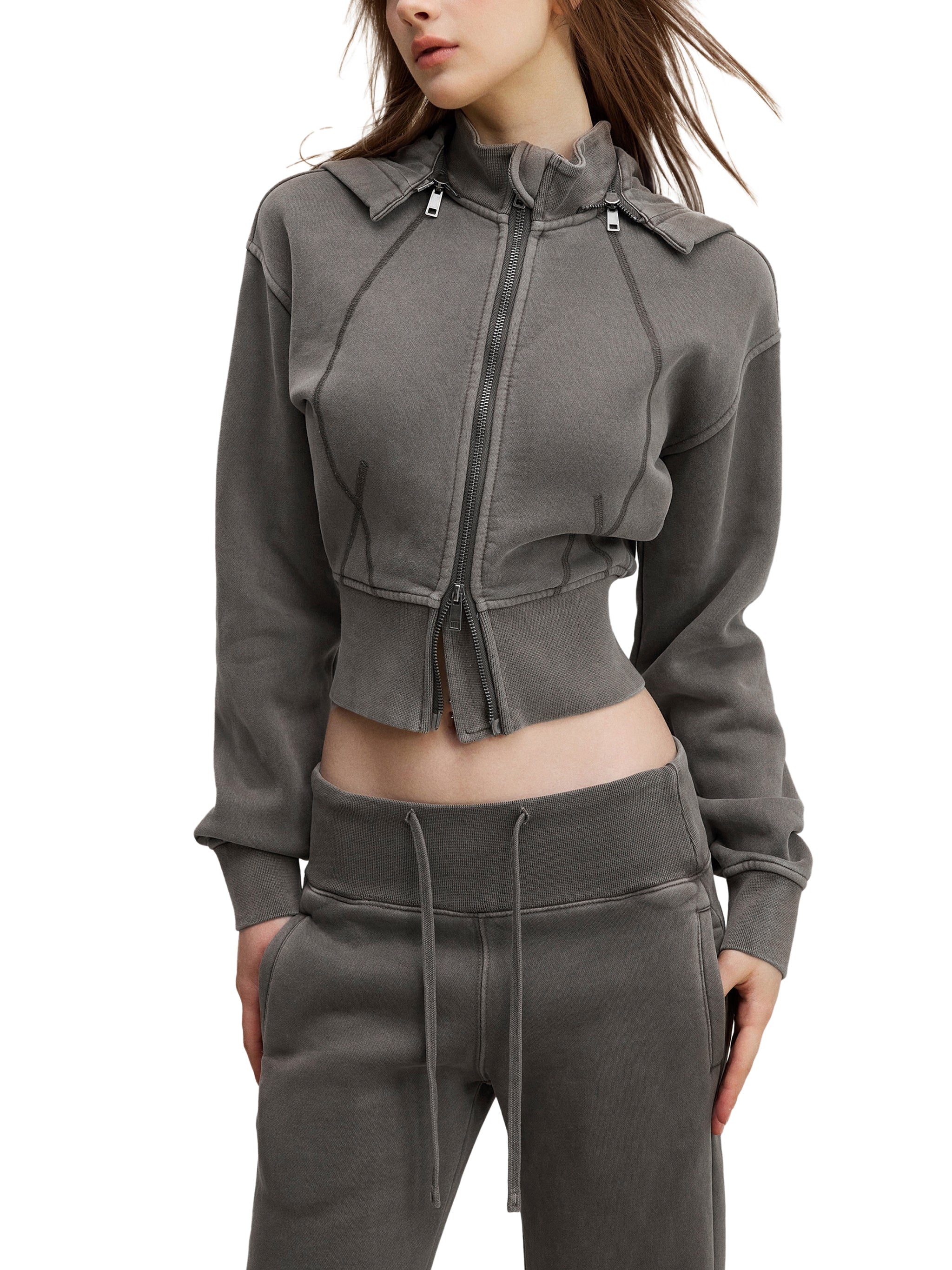 Cropped Fleece Hoodie - Vintage Washed Gym Hoodie | BRACE
