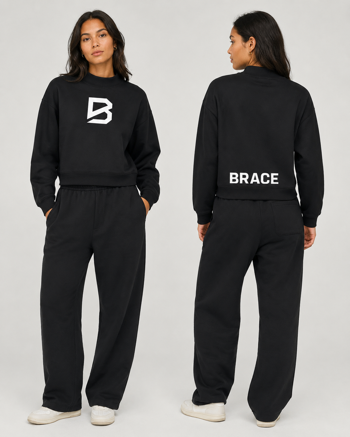 Mock-Neck Fleece Sweatshirt - Essential Gym Crewneck | BRACE