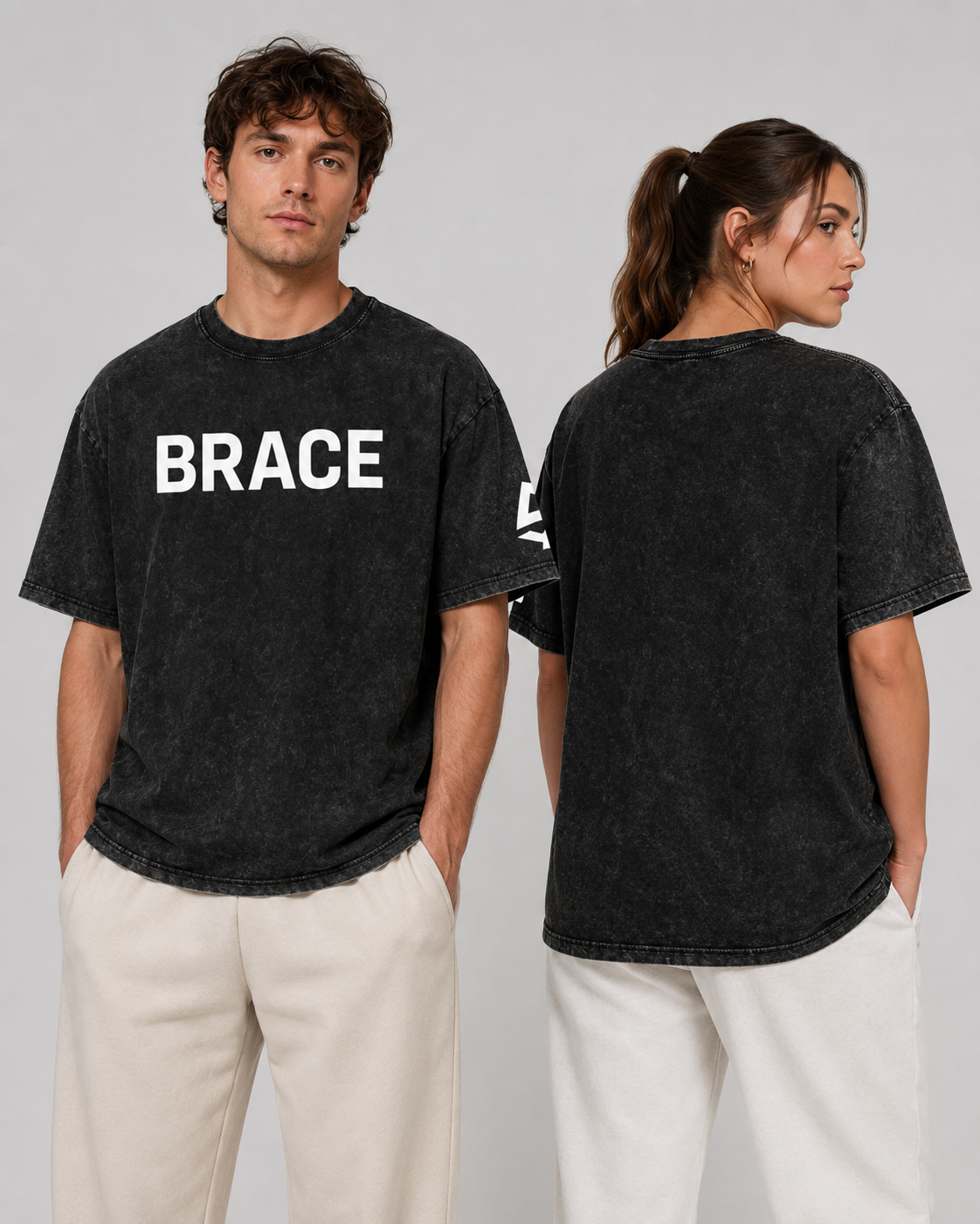 Oversized Cotton T-Shirt - Snow Washed Gym Tee for Training | BRACE