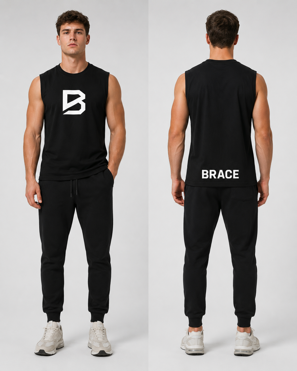BRACE Spliced Panel Sleeveless Muscle T-Shirt